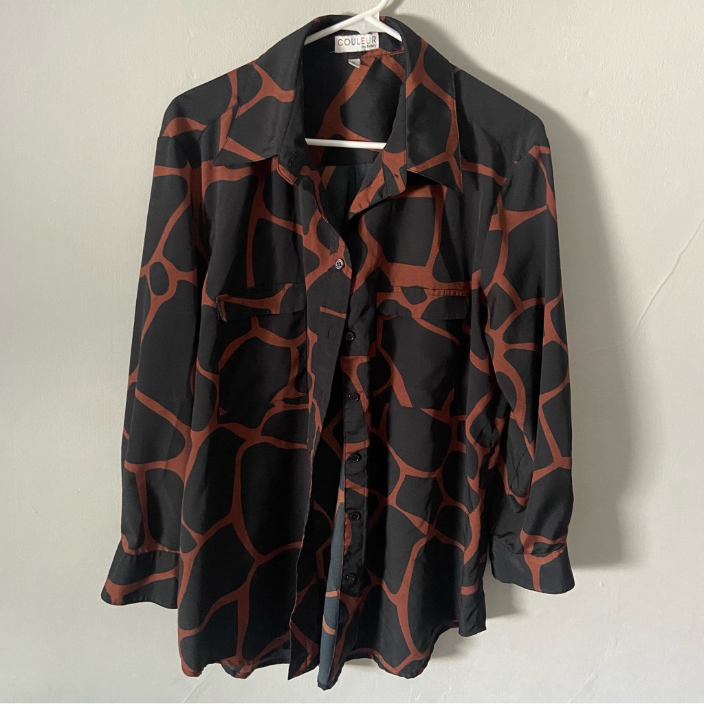 Giraffe Print Button Down